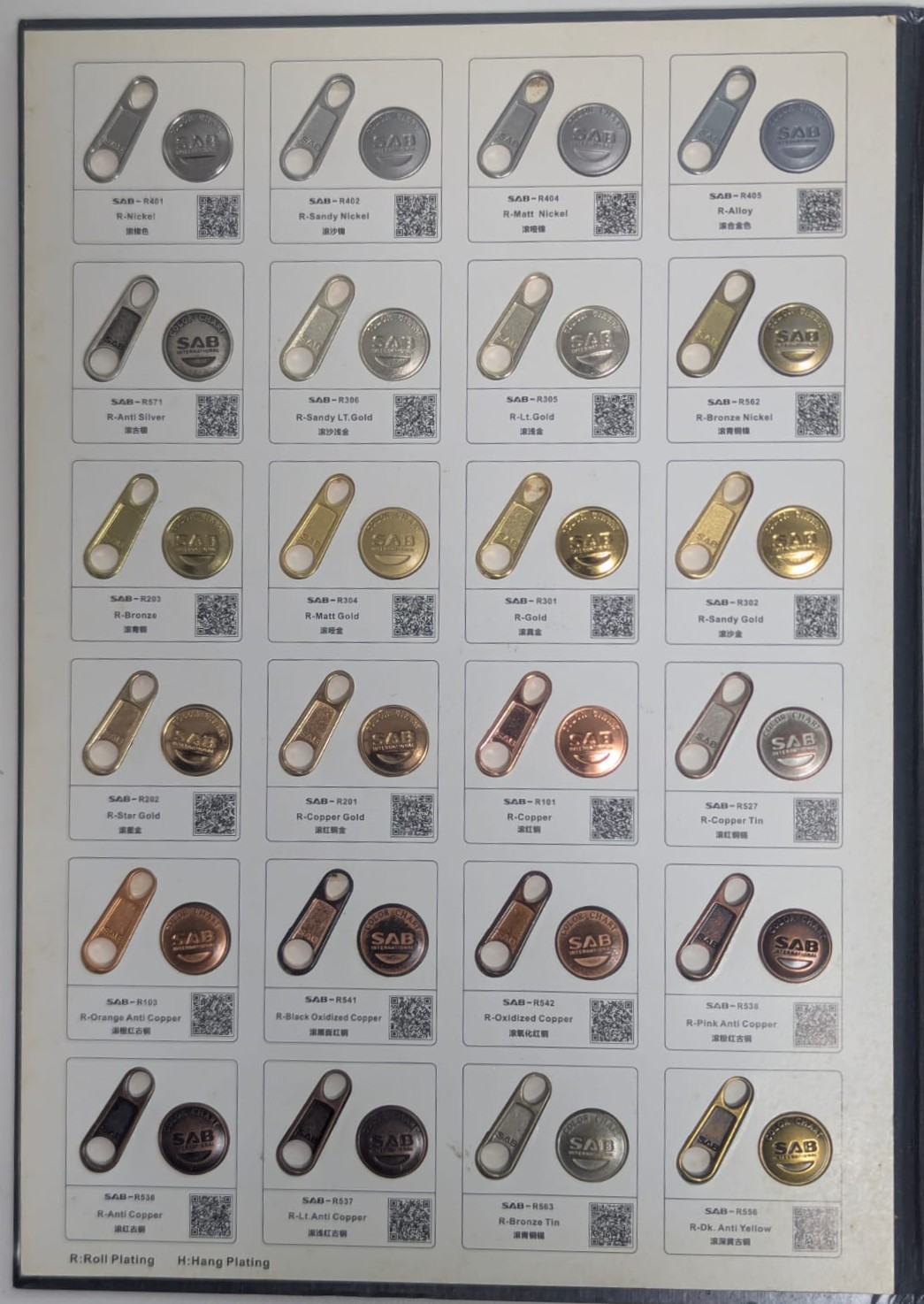 Electrolyte Finishing Swatch Card